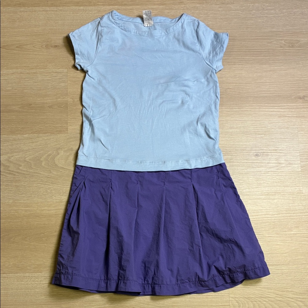 Crewcuts Light Blue & Purple 100% Cotton Short Sleeve Dress size 12